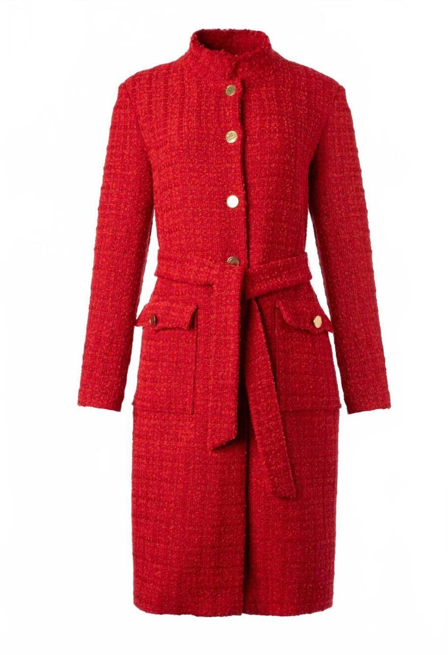 NEW IRIS SETLAKWE women's tweed long coat in vivid red